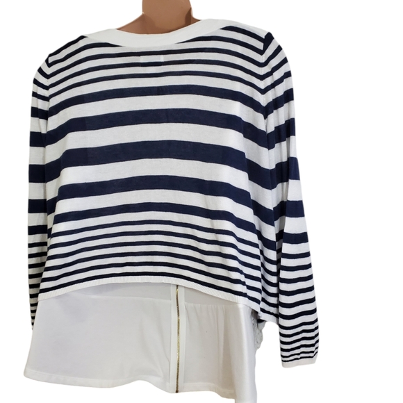 Avenue Open Front Cardigan Sweater Sz 26/28 Blue & White Stripes ~ Pre-Owned - Picture 8 of 11